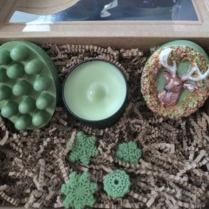Christmas Deer Soap & Candle Gift Set Bay Rum Sandalwood Sented